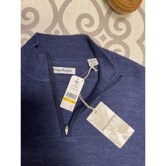 Tommy Bahama Mens Navy 1/2 Zip Pullover Size XL 100% Cotton Lightweight Sweater - Picture 4 of 8